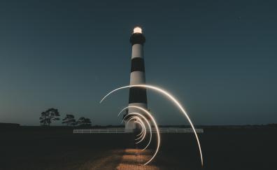 Lighthouse, landscape, night