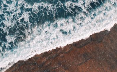 Aerial view, calm, sea waves, nature