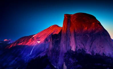 Half dome, Yosemite Valley national park, sunset, nature