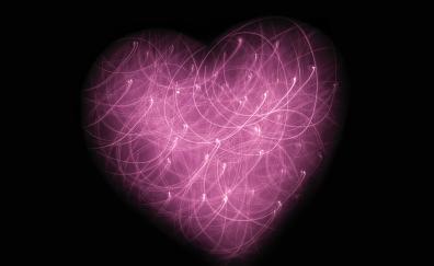 Pink heart, threads, abstraction