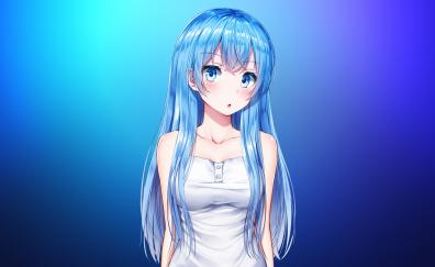 Blue hair, anime girl, cute, original