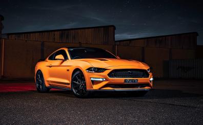 Ford Mustang GT, yellow car, 2020