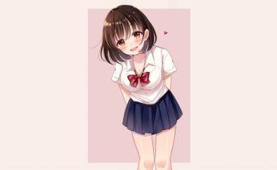 Cute, school girl, beautiful eyes, uniform, anime