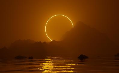 Solar eclipse, digital art, minimal