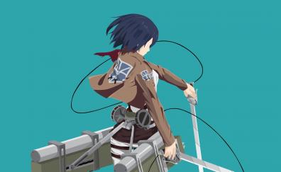 anime girl, Mikasa Ackerman, minimal
