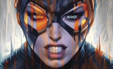 Angry Catwoman face, art
