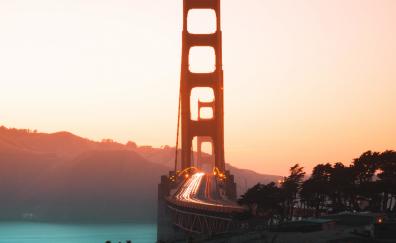 Golden Gate bridge, sunset, minimal