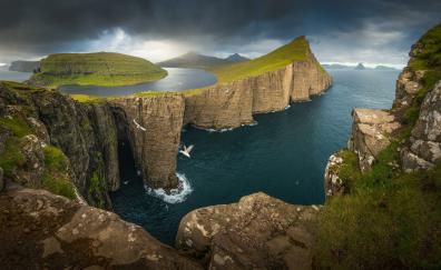Landscape, coast, sea, Faroe Island