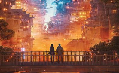 Star City, futuristic city, couple, artwork