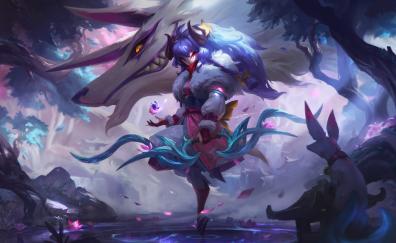 Wolf and kindred, League of Legends, game art