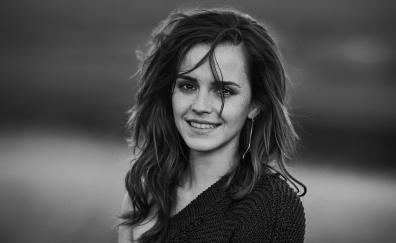 Smile, Emma Watson, monochrome