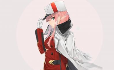 Red, uniform, zero two, anime girl