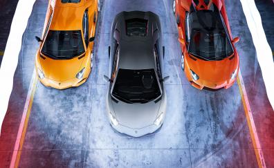 Top-view of cars, Lamborghini Aventador, 2023