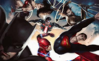 Justice league, movie, superheroes, art