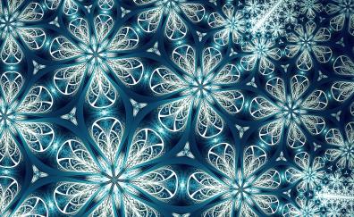 Floral pattern, blue, fractal, abstract