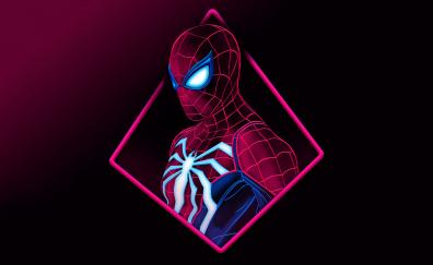Fan art, spider-man, red-dark
