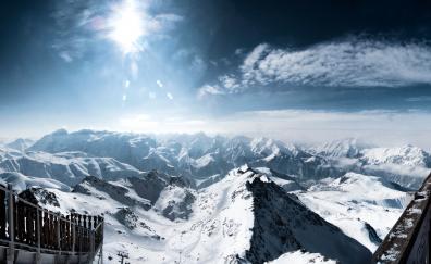 Mountains, french alps, winter, snow, sunny day