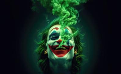 Joker, madness chaos unleashed, green smoke