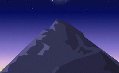Art, mountain, peak, night