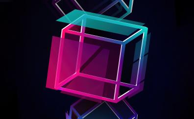 Cubes, floater, abstract, colorful edges