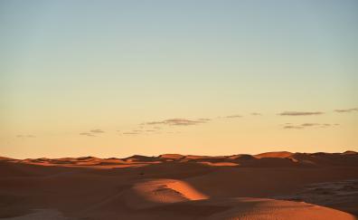 Desert, sunset, dunes, landscape, nature, sky