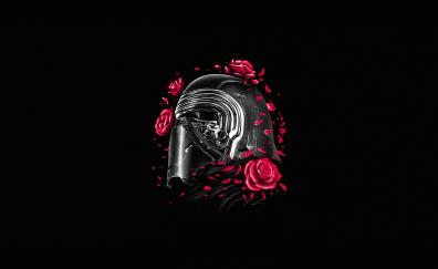 Kylo Ren, helmet and roses, Star Wars, minimal