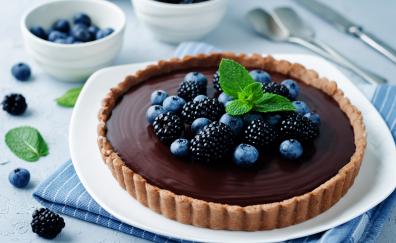 Cake, blackberry, blueberry, fruits, dessert, food