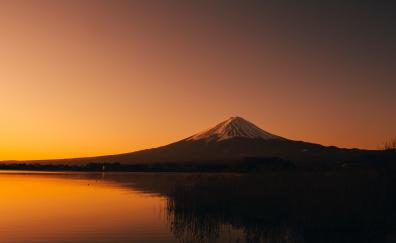 Lake Kawaguchi, Mount Fuji, Mountain, sunset