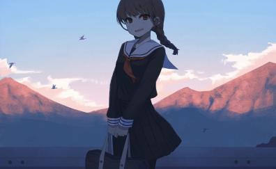 Anime girl, cute, outdoor