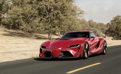 Red, Toyota FT-1 Concept Car, on road