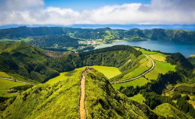 Earth, landscape, green hills, aerial view