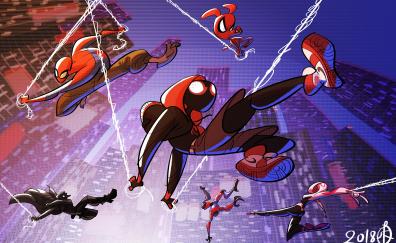 All superheroes, movie, artwork, Spider-Man: Into the Spider-Verse