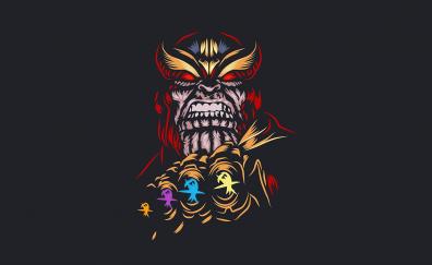 Thanos, dark, angry villain, art