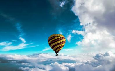 Hot air balloon, sky, white clouds