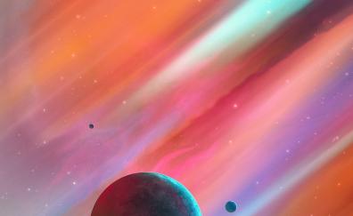 Colorful, space, planets, art