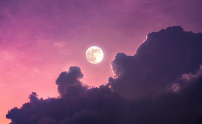 Clouds and moon light, sky, nature