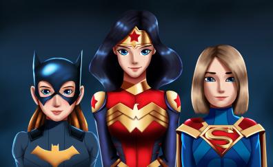 Wonder woman, batwoman, supergirl, superheroes, girls, digital art