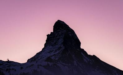 Silhouette, mountain Matterhorn, summit