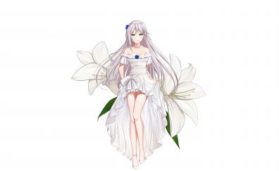 Cecilia Shania, white dress, minimal, beautiful, anime girl