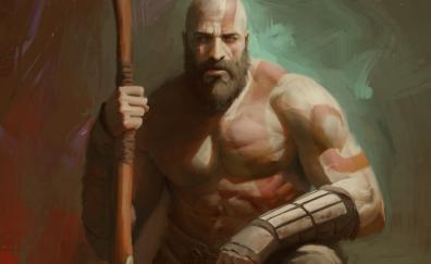 Handsome, kratos, god of war, art