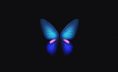 Samsung Galaxy Fold, Blue butterfly, minimal, art