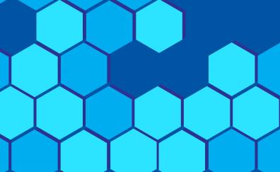 Hexagons, pattern, blue