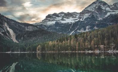 Mountains, lake, reflections, nature