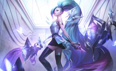 Seraphine, blue long hair, League of Legends, 2020