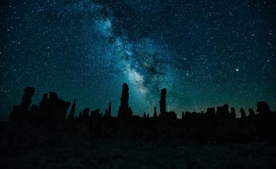 Mono Lake, starry sky, silhouette