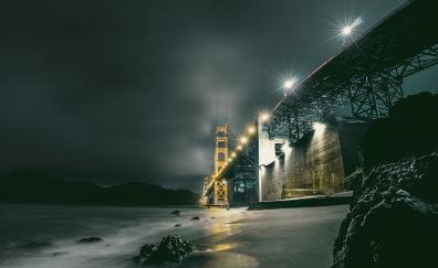 Dark, bridge, coast, Golden Gate Bridge