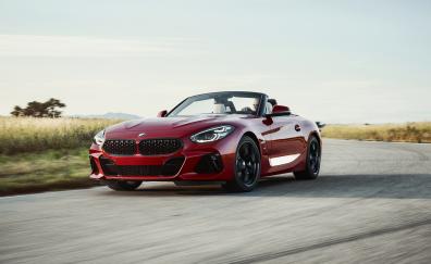 Luxury car, on-road, red, BMW Z4