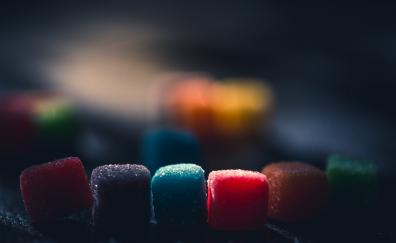 Close up, colorful, blur, sweets, cubes