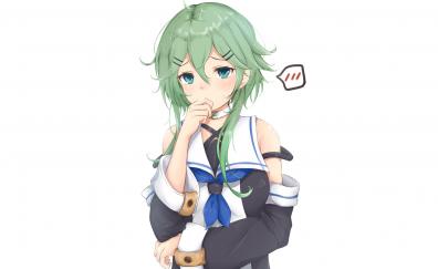 Green hair anime girl, yamakaze, kancolle, cute anime