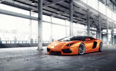 Lamborghini Aventador, Orange, sports car